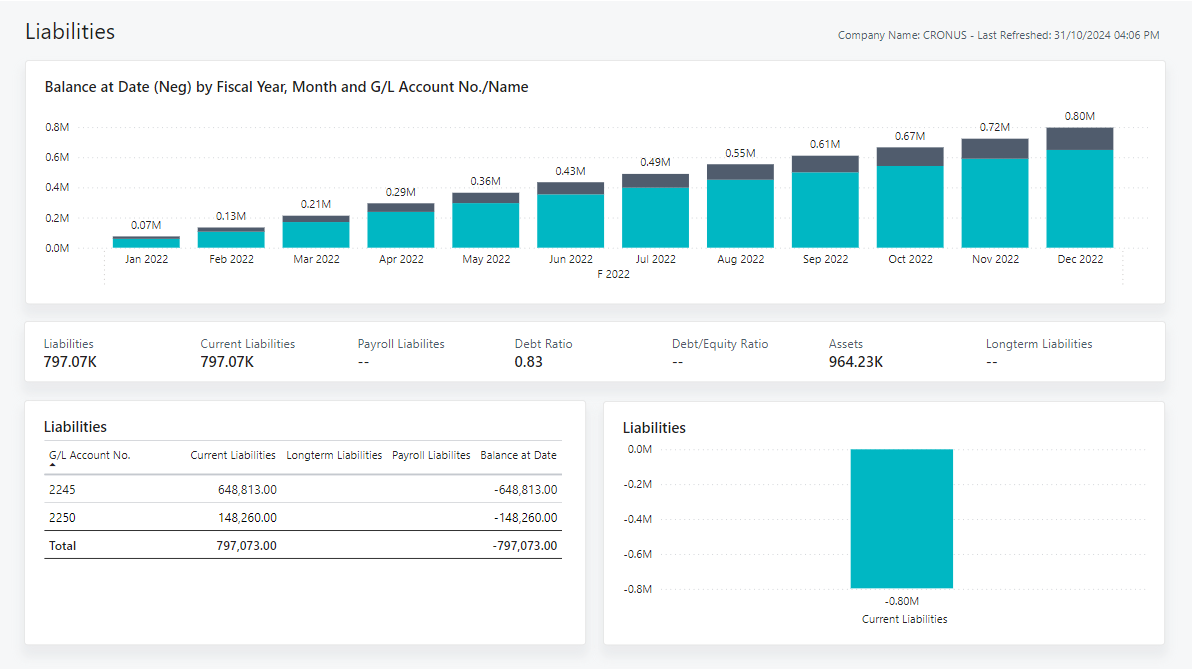 Screenshot of the Liabilities report