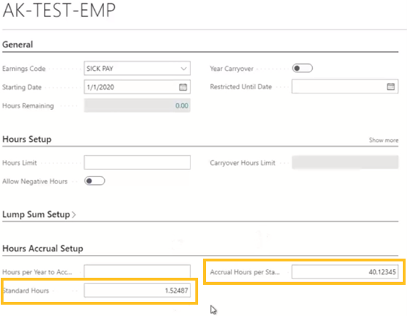 PTO setup increased decimal places