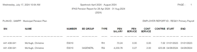 British Columbia Pension Report example