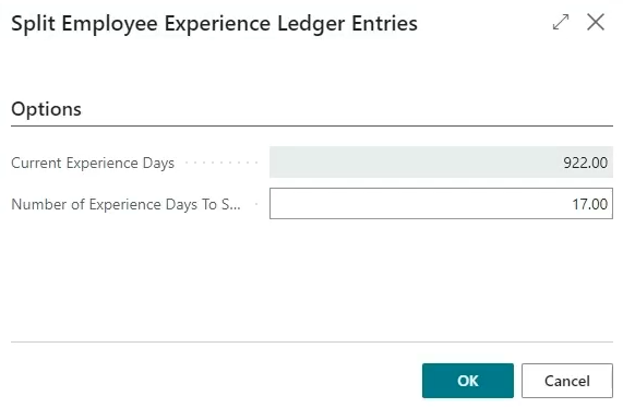 Split Employee Experience Ledger Entries page