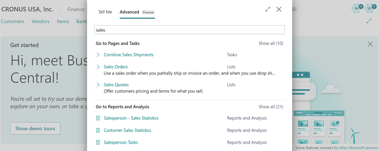 Advanced search Tell Me