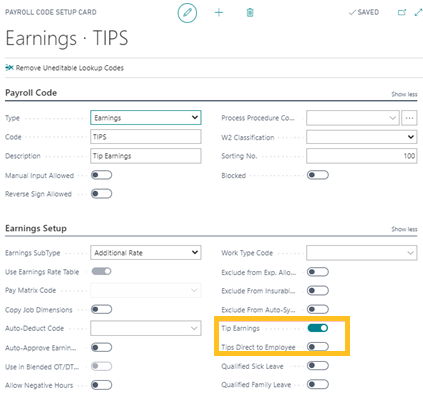 Tips earnings & tips direct to employee