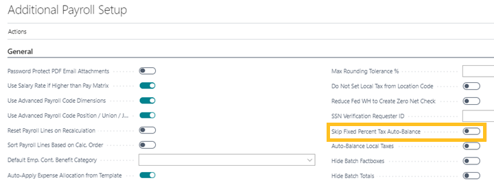 Skip Fixed Percent Tax Auto Balance