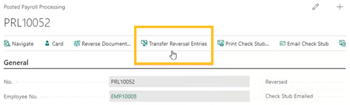 Transfer Reversal Entries