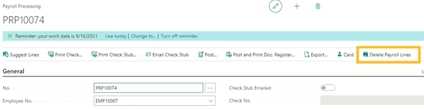 Delete Payroll Lines