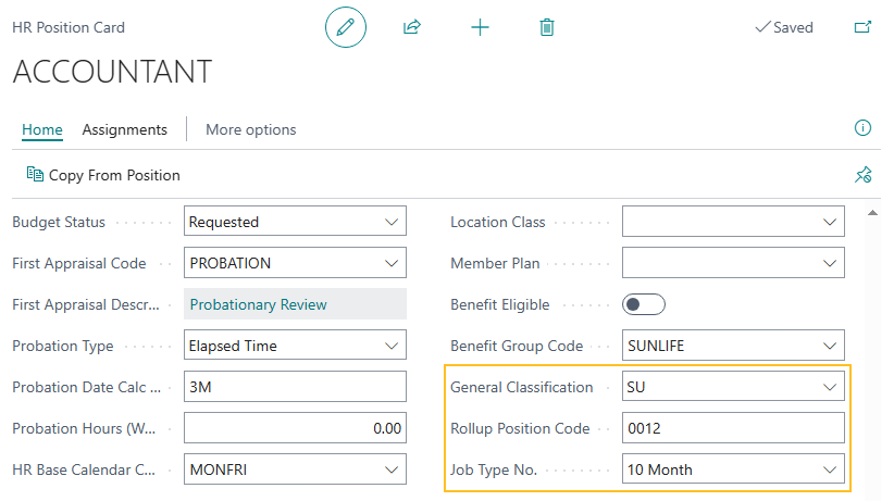 HR Position Card page enhancements