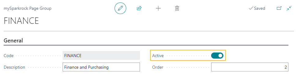 mySparkrock Page Groups page Active field