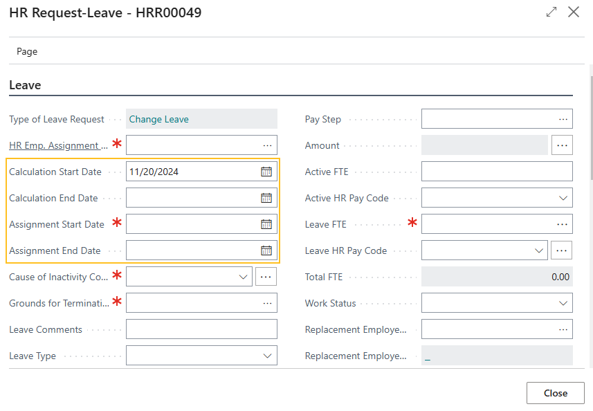 HR Request-Leave page new date fields