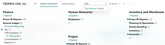 Advanced search role explorer