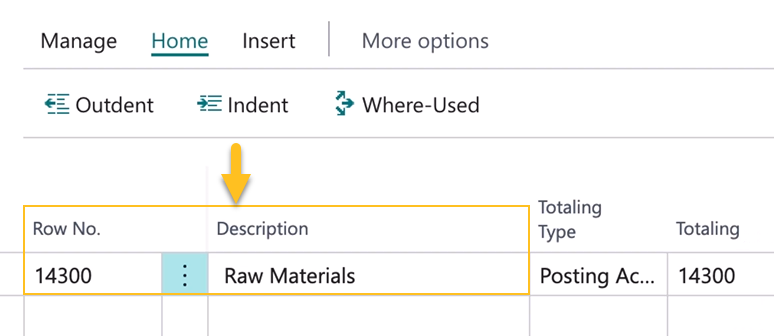 Row definition autofill Row No. and Description fields