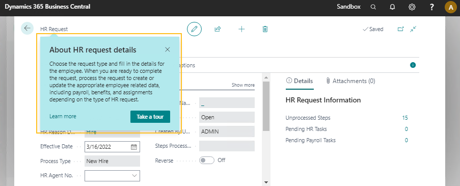 HR Request page Teaching Tour