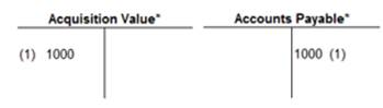 Acquisition value and accounts payable T accounts