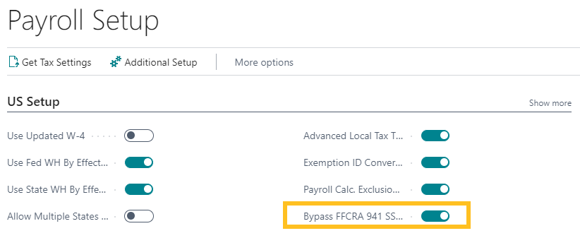 Bypass FFCRA 941 SS ER calculations