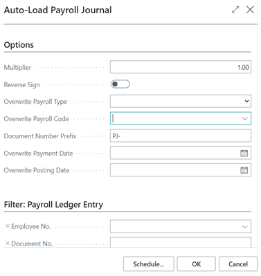 Automatically populate lines from payroll ledger