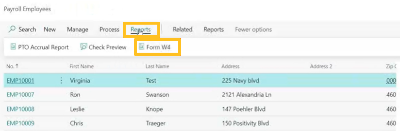 Federal withholding setup card data prints on W4