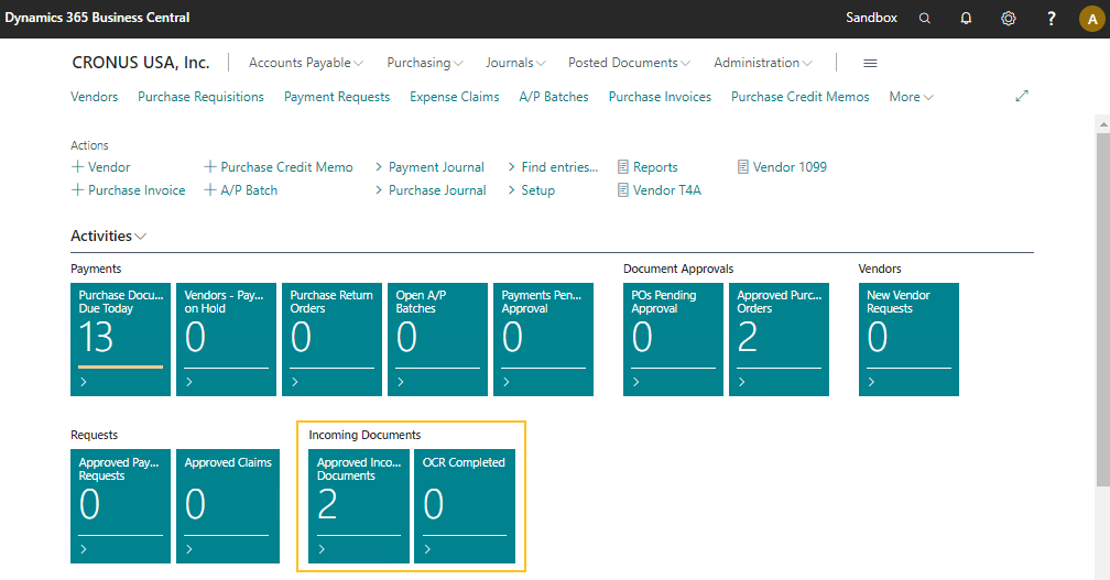 Accounts Payable Coordinator role center