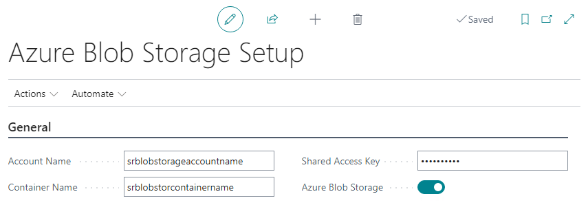 Azure Blob Storage Setup page