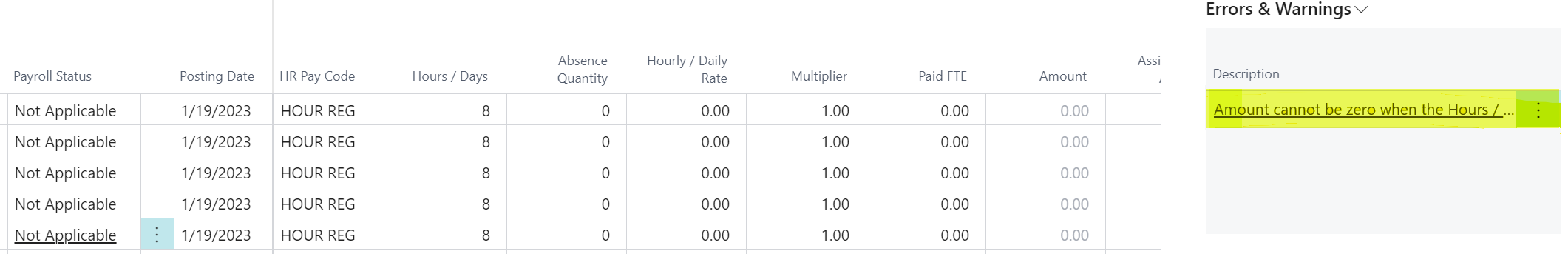 Compensation Journal Load page Settings FastTab