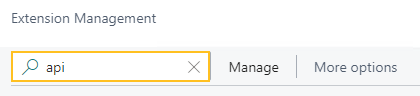 Extension Management page Search field