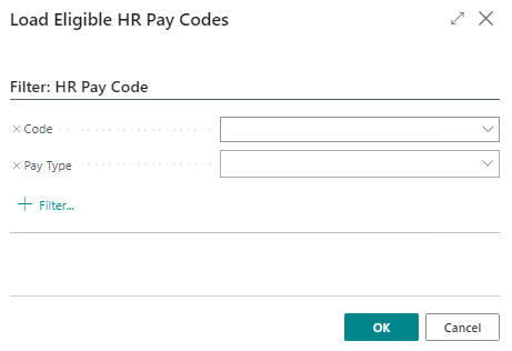 Load Eligible HR pay Codes page