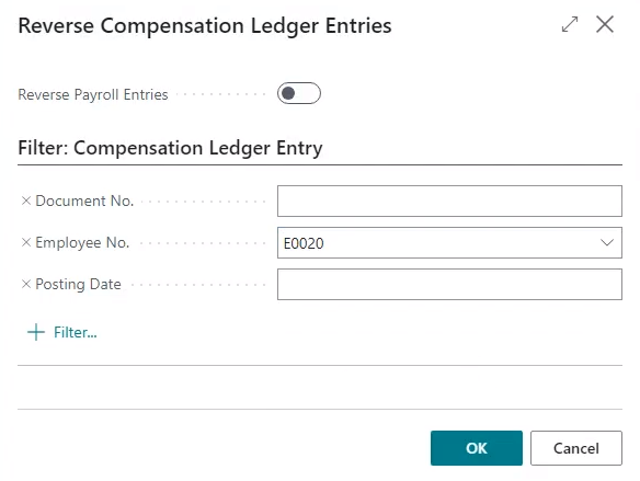 Reverse Compensation Ledger Entries page