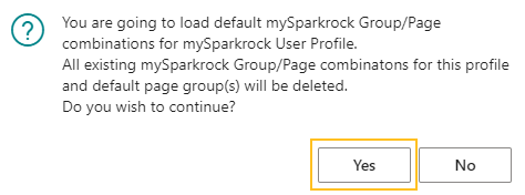 Load default mySparkrock Group/Page dialog box