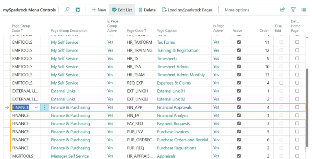 mySparkrock Menu Controls page Payment and Purchase pages