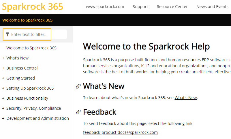 Sparkrock 365 Help Enter text to filter...