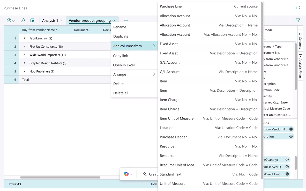 Analyze List example