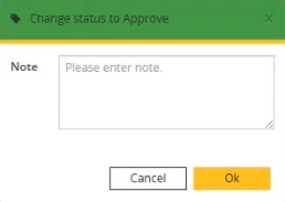 Change status to Approve dialog box