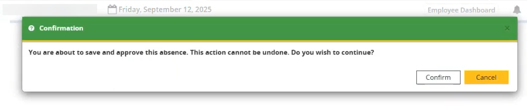 Save & Approve confirmation dialog box