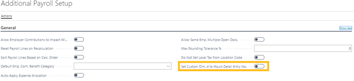 Set custom dim. 4 to Hours Detail Entry No.