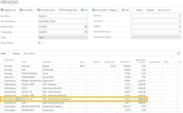 Qualified sick leave & qualified family leave earnings code settings