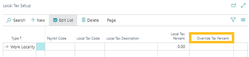 Advanced local tax setup