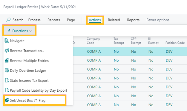 Set / Unset Box 71 Flag