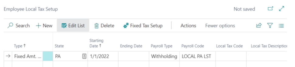 Payroll Setup page User ID field