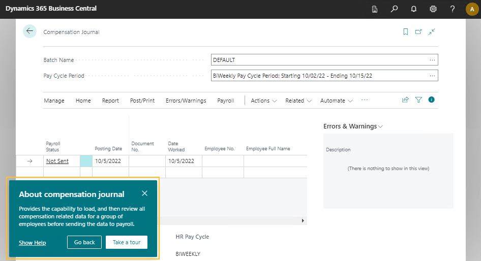 Human Resources Manager compensation journal guided experience