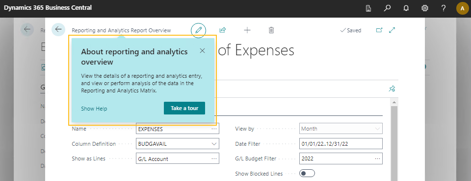 Reporting and Analytics Report Overview page Teaching Tour