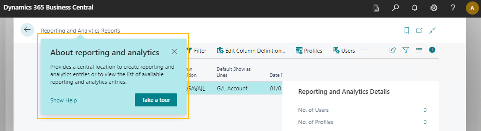 Reporting and Analytics Reports page Teaching Tour