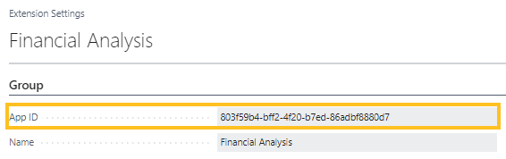 Extension Settings page App ID field